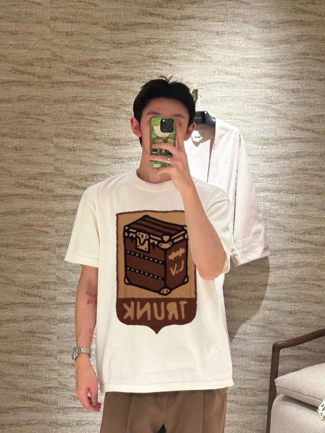 Louis Vuitton/Louis Vuitton 24ss Fei Dong treasure chest jacquard knitted short sleeves